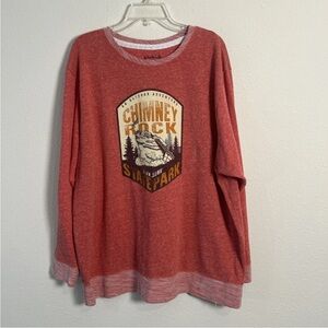 Chimney Rock State Park Women’s 2XL Crew Neck Fleece Sweatshirt Pink Heathered